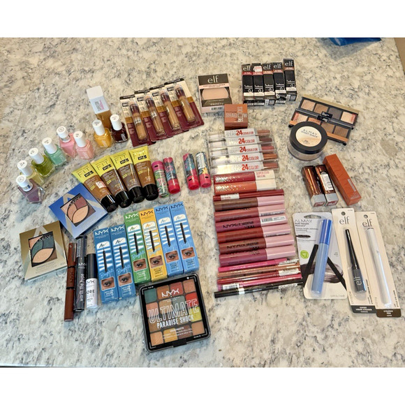Maybelline Other - Makeup Bundle Lot of 68 items Nyx e.l.f. Maybelline Almay Essie Rimmel